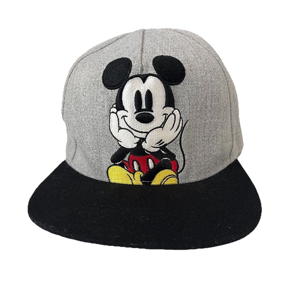 Disney Mickey Mouse Grey Black SnapBack Hat Cap Youth Adjustable